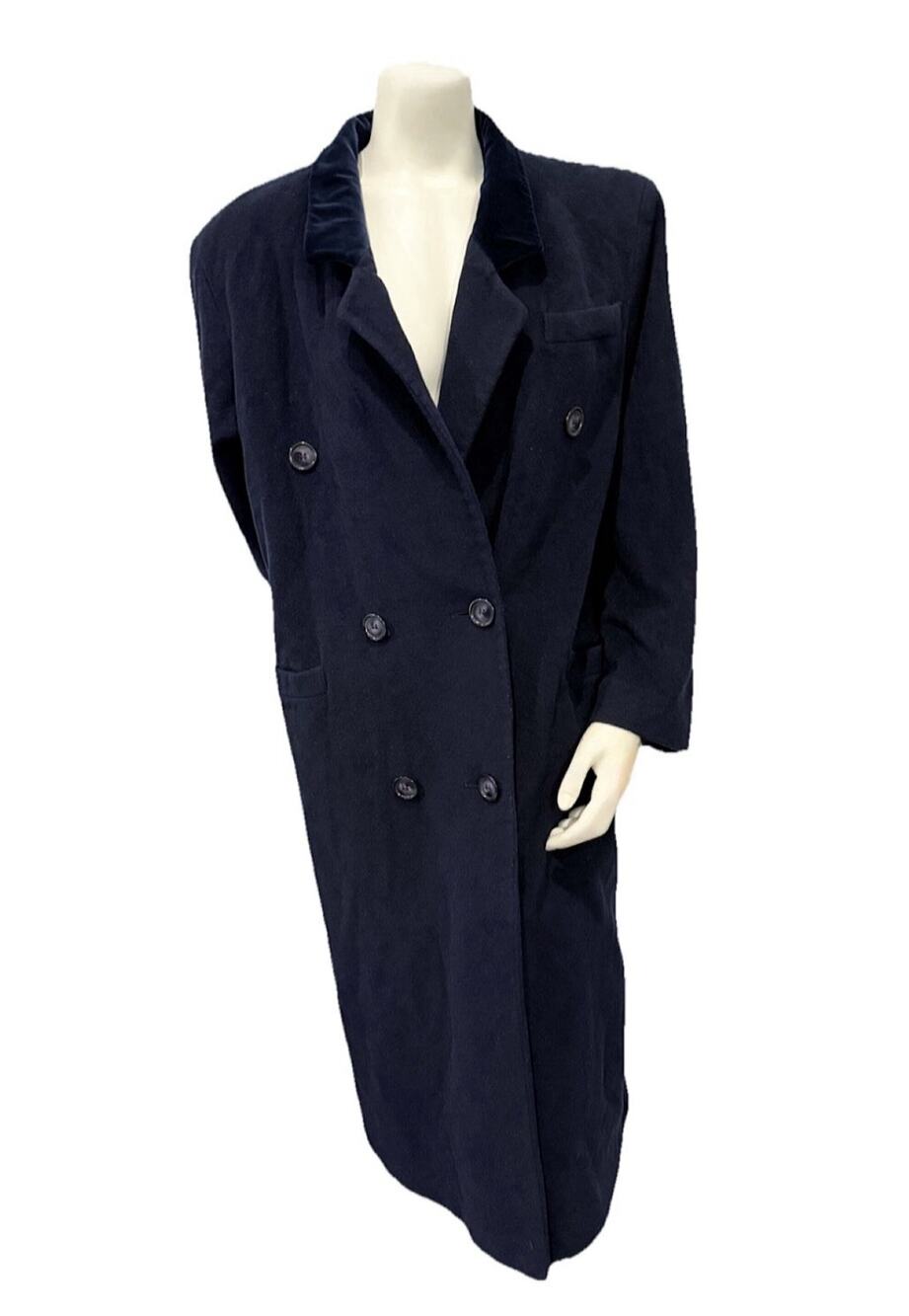 Henry White Irish Wool Cashmere Coat Mens Large Navy Double Breasted